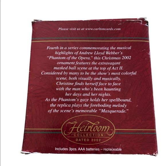 Carlton Cards Heirloom Collection The Phantom of the Opera‎ 2002, RARE, N… - Picture 6 of 8